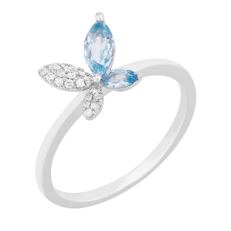 Ring mit Schmetterling aus Diamanten und Topasen Elisabet