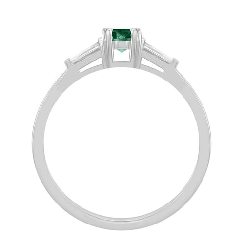 Eleganter Verlobungsring mit Smaragd und Baguette-Diamanten Gracie