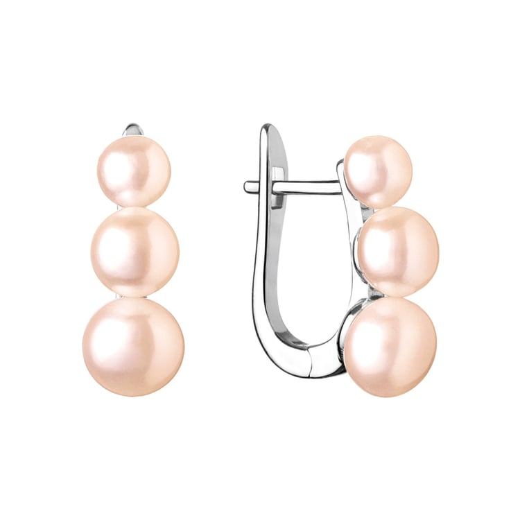 Silberne Hängeohrringe mit Pfirsichperlen Arielle