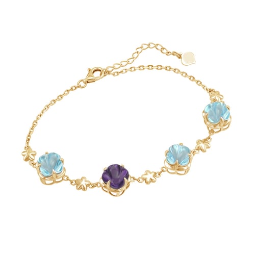 Goldenes Armband mit Topasen und Amethyst Heady