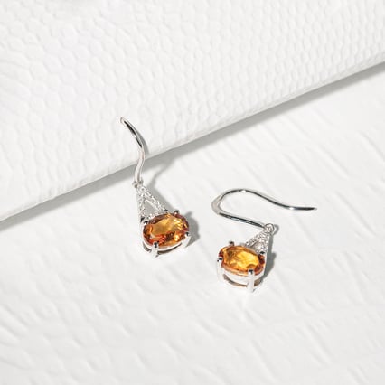 Goldene Citrinohrringe mit Diamanten Jesper