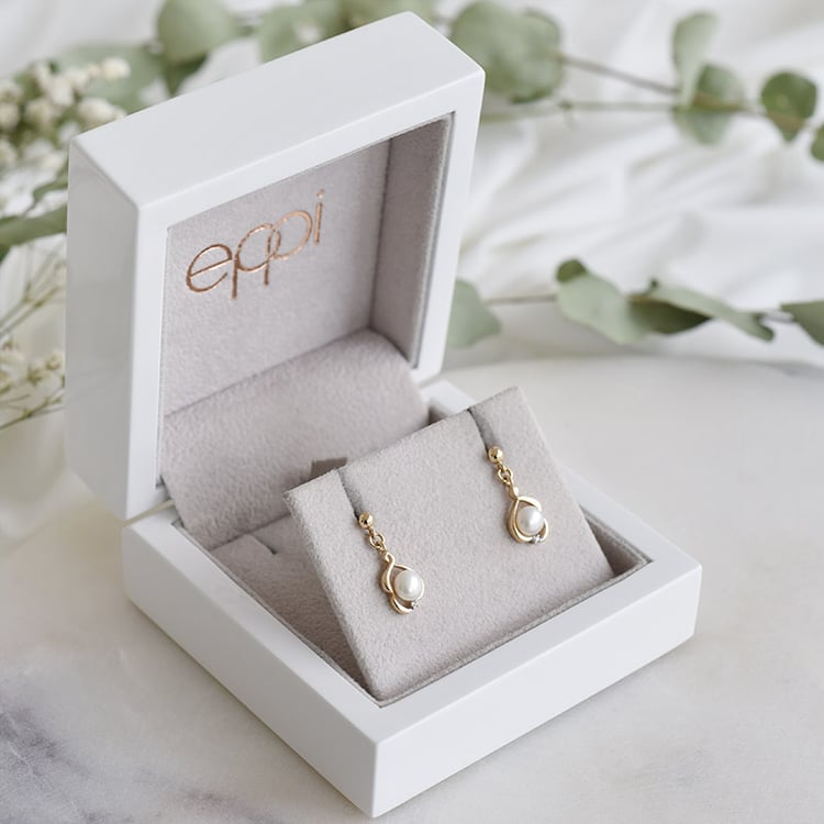 Goldene Perlen-Ohrringe mit Zirkonia Megan 93437