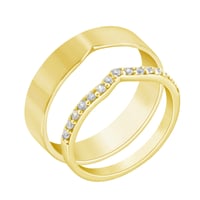 Eternity Ring aus Gold mit Moissaniten und flachem Herrenring Marveille