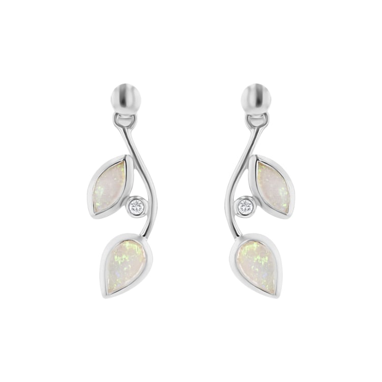 Ohrstecker mit Opalen in Blattform und Diamanten Corbett 111439