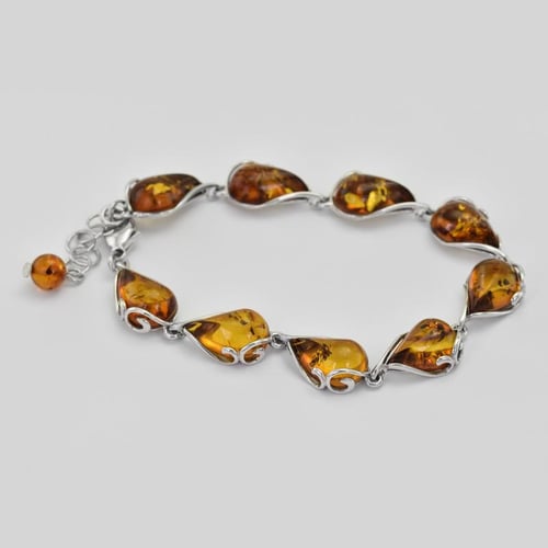 Silbernes Armband mit Bernsteinen Alarich