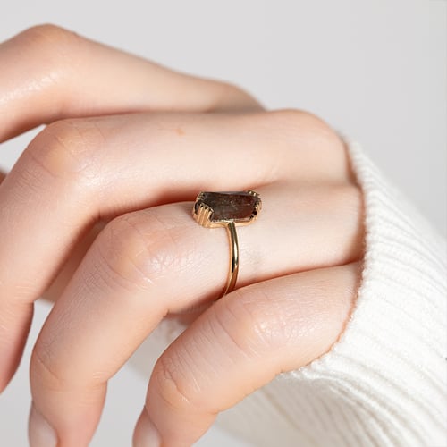 Ring mit Hexagon Salt und Pepper Diamanten Yene