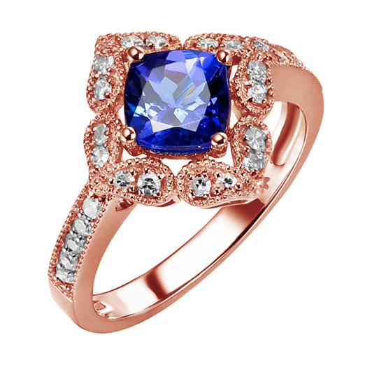 Rosegold Ring mit Tansanit voll von Diamanten 79271