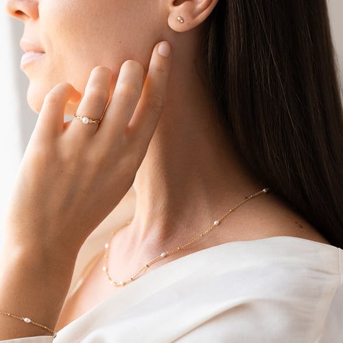 Eleganter Silberring mit einer Perle und Lab Grown Diamanten Azana