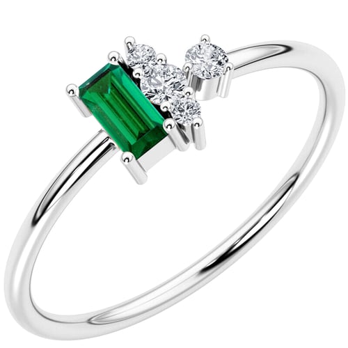 Cluster Ring mit Lab Grown Smaragd und Diamanten Zeno