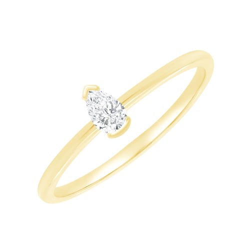 Minimalistischer Silberring mit einem Diamanten in Birnenform Valentin
