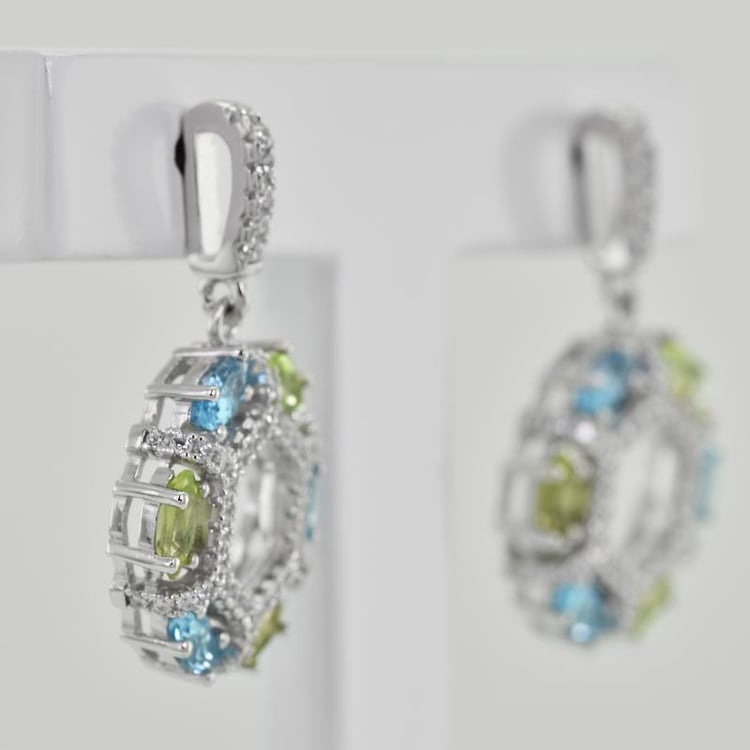 Silberne Ohrringe mit Topas und Olivin Ambidextra 27130