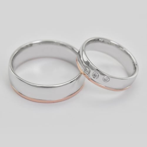 Bicolor Eheringe aus zwei Goldtönen mit Diamanten Erel