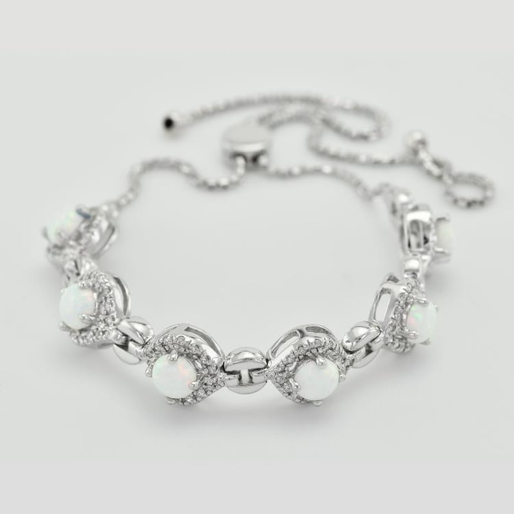 Elegantes silbernes Armband mit weißen Opalen Leobotes 31931
