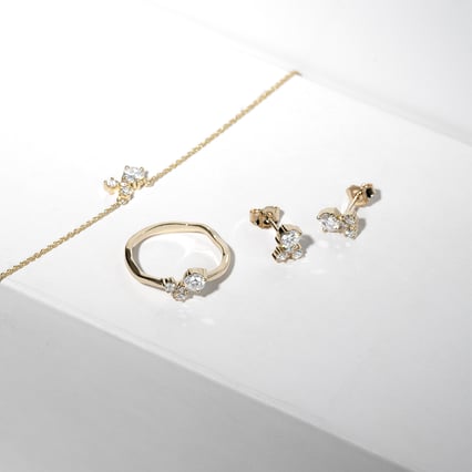Cluster Schmuckset mit Moissaniten und Lab Grown Diamanten Halli