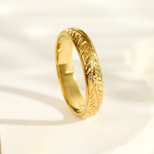 Eheringe aus Gold mit Zweig-Gravur Matu