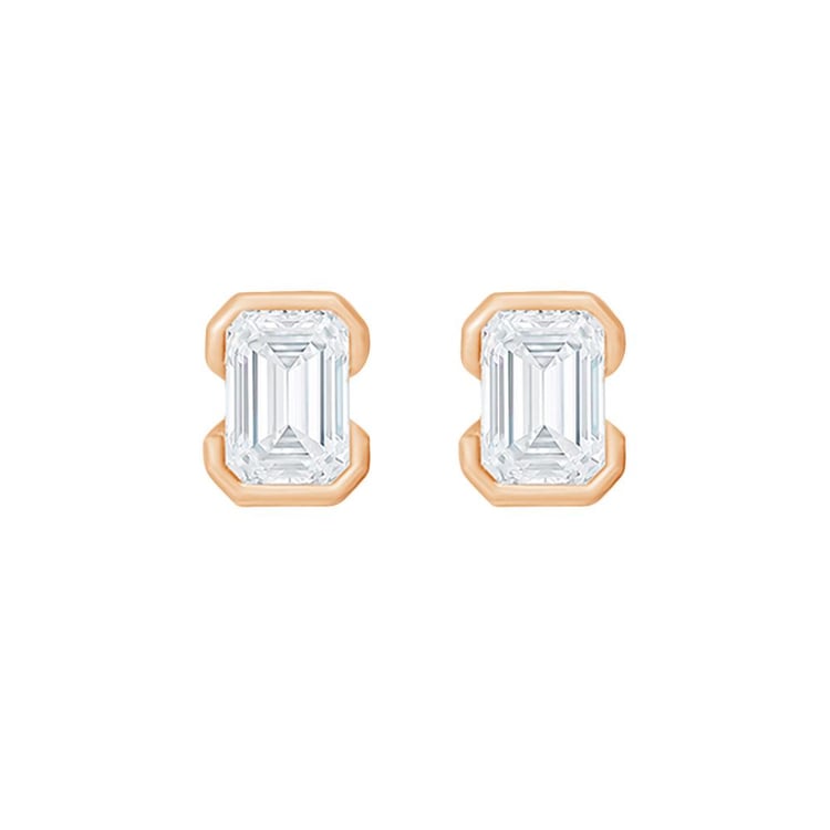 Minimalistische silberne Ohrstecker mit Diamanten in Emerald-Form Agata 160219