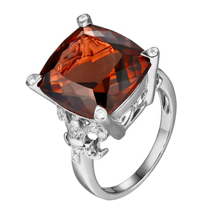 Goldring mit Rauchtopas und Diamanten Lambe 87208