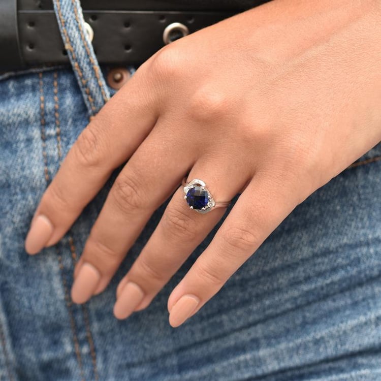 Saphir und Diamanten im Goldring Eliza 33505