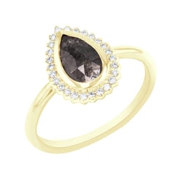 Ring mit Pear Salt and Pepper Diamanten und Diamanten Clemency