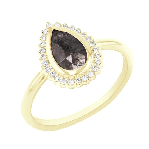 Ring mit Pear Salt and Pepper Diamanten und Diamanten Clemency