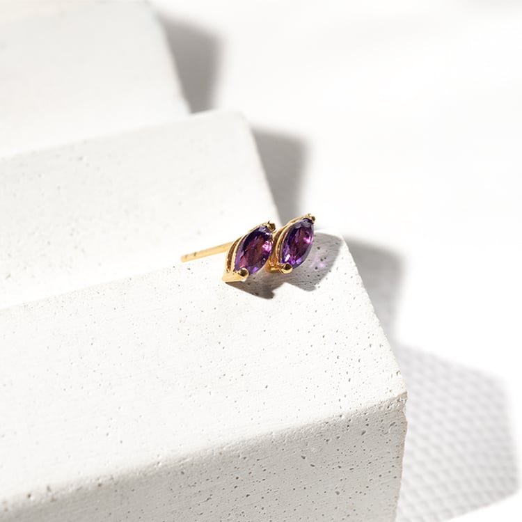 Minimalistische silberne Ohrringe mit Amethysten Andine 131400