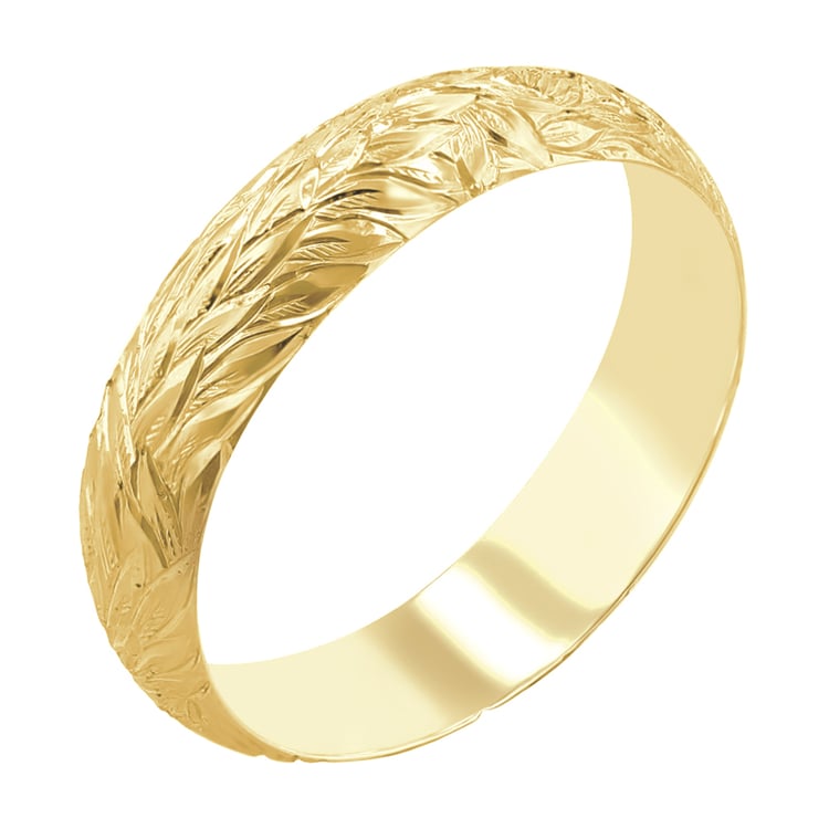 Eheringe mit von Hand gravierten Blättern Mylie 116883