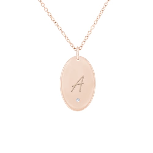 Goldener ovaler Anhänger mit Buchstabengravur und Diamant Andras