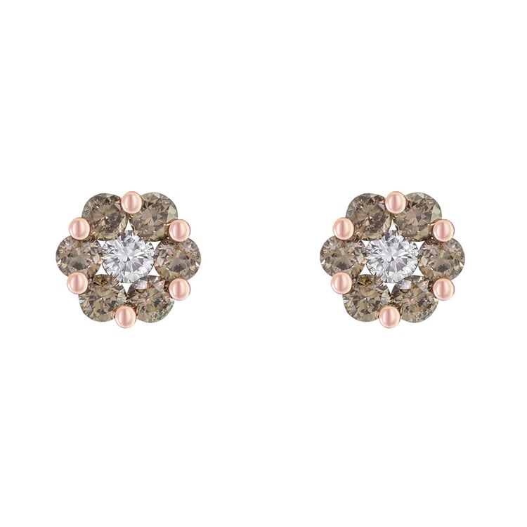 Ohrstecker in Blumenform mit brauen Diamanten Oakley