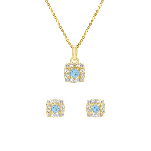 Schmuckset mit Aquamarinen und Diamanten Brisa