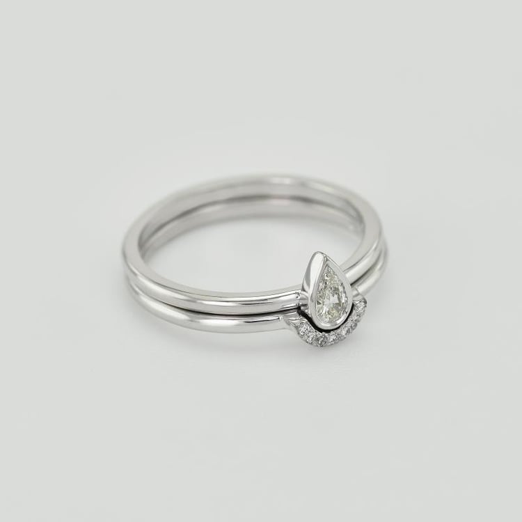 Ringset aus 585 Gold mit zertifiziertem Tropfendiamant Ralyas 22443