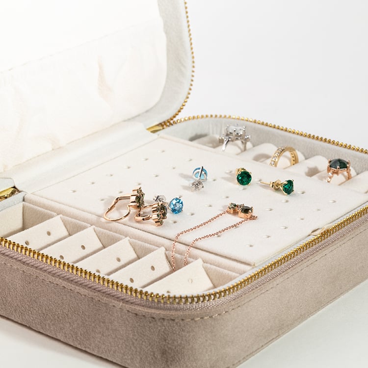 Große beigefarbene reise schmuckkästchen Shields 146272