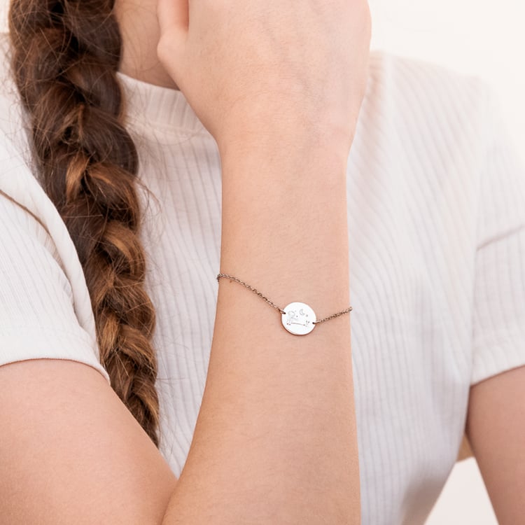 Goldenes Armband Der Kleine Prinz mit Fuchs und Gravur 122295