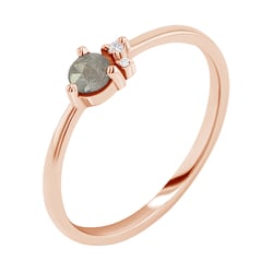 Goldring mit Salt'n'Pepper Diamant und Diamanten Marine