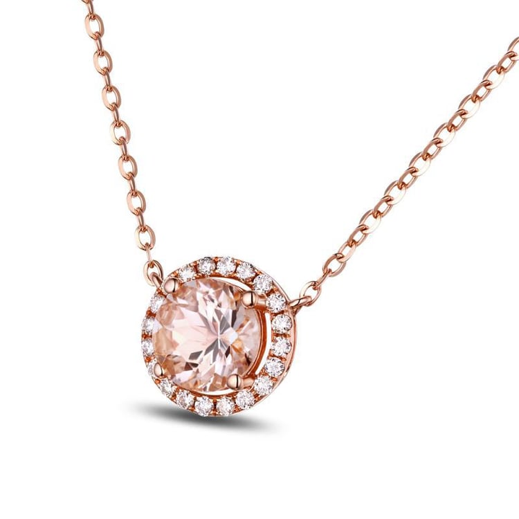 Halskette mit Morganit und Diamanten 17089