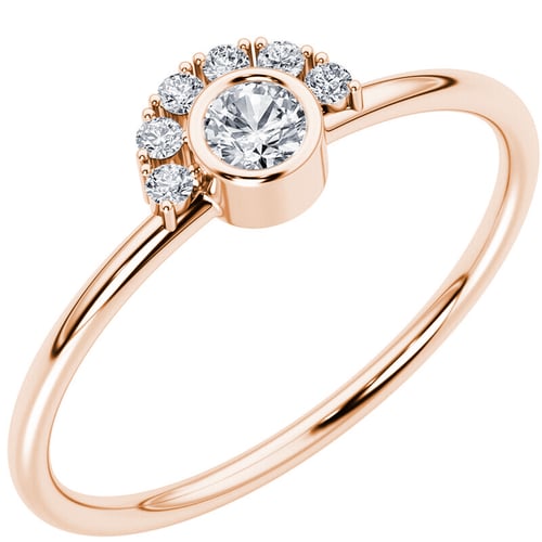 Ring mit einem halben Halo mit Diamanten Jorg