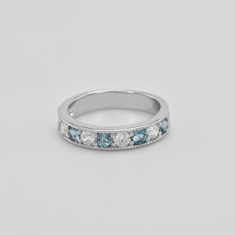 Silberner Memoire-Ring mit Topasen und Zirkonia Ednah 38296