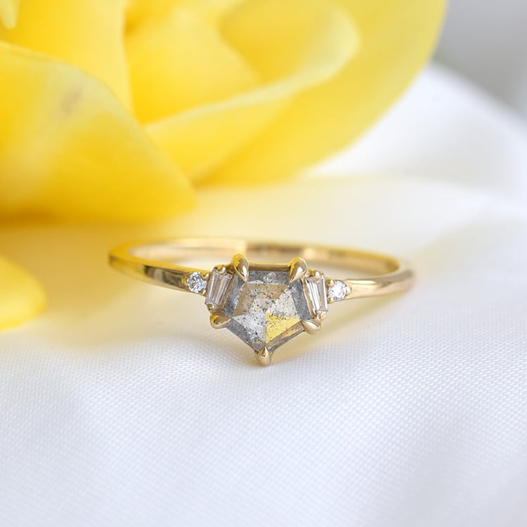 Salt and Pepper Diamant im goldenen Ring Stefan 82463