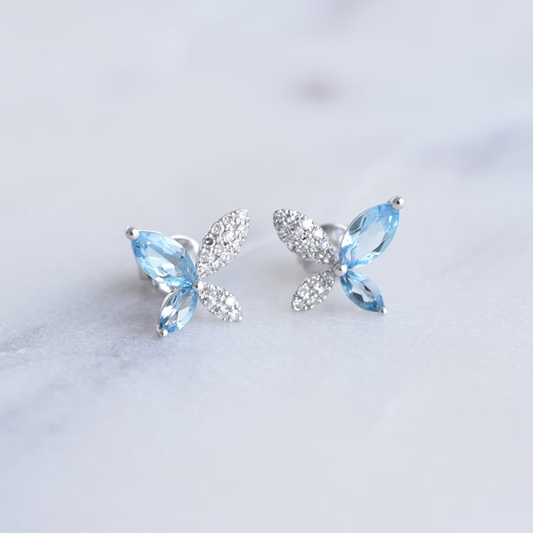 Zarte Ohrringe mit Topasen und Diamanten Vitold 86928