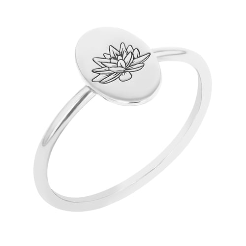 Ovaler Ring mit eingravierter Blume Agatha