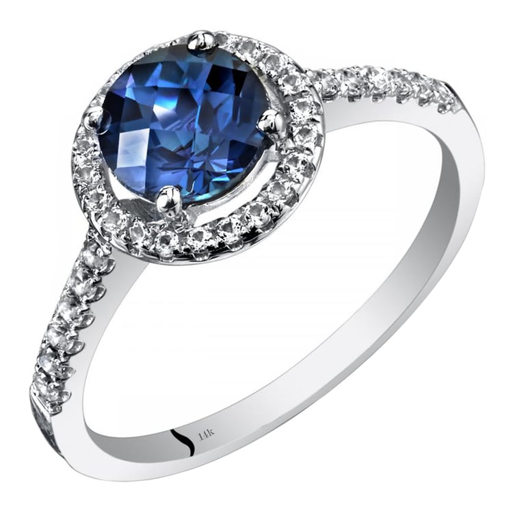 Goldener Halo-RIng mit Alexandrit und weißen Topasen Maala