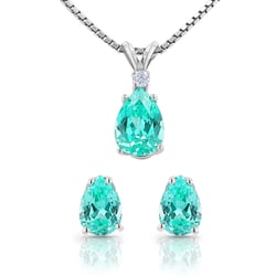 Schmuck Set mit einem Lab Grown Paraiba Turmalín in Birnenform Ademir