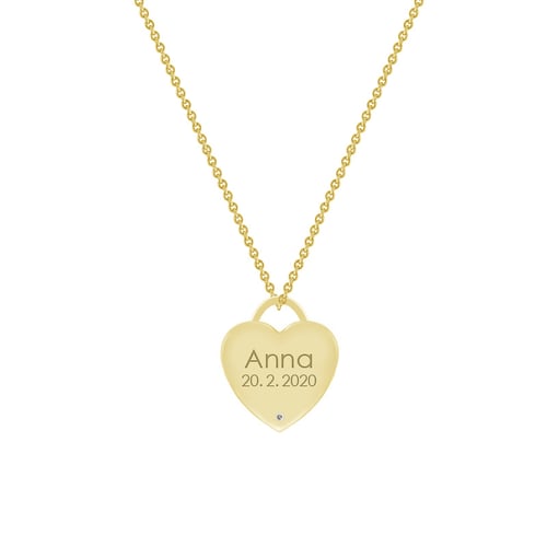 Anhänger in Herzform mit Diamant und Gravur Fabianne