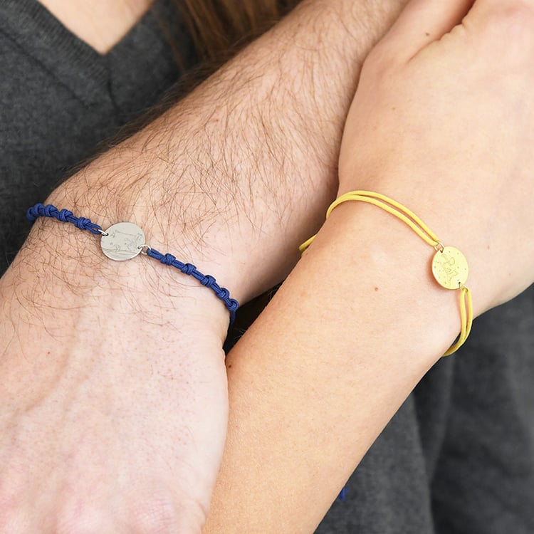 Silbernes String-Armband Der Kleine Prinz und Fuchs mit Gravur 116019