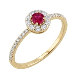 Silberner Halo-Ring mit Rubin und Lab Grown Diamanten Wendy