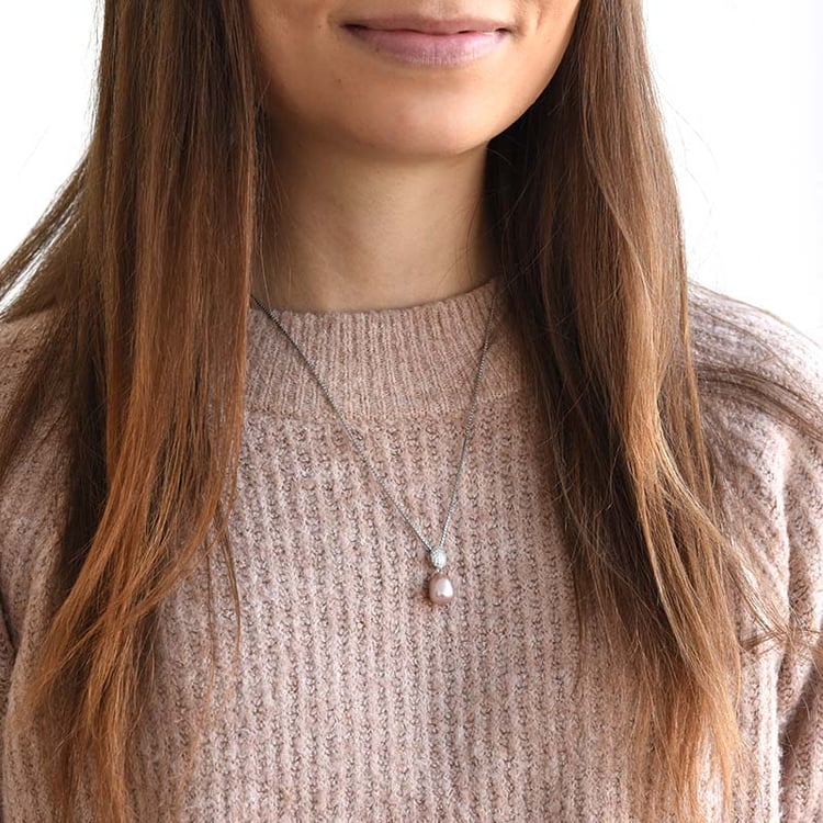 Silberner Anhänger mit lavendelfarberner Perle und Zirkonia Viktoria 78049