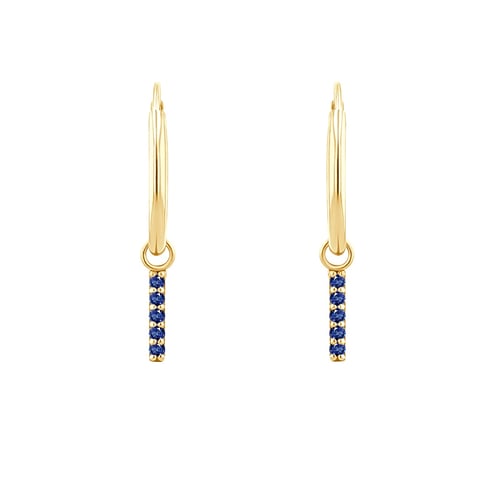 Goldene Hängeohrringe mit blauen Saphiren Elaine