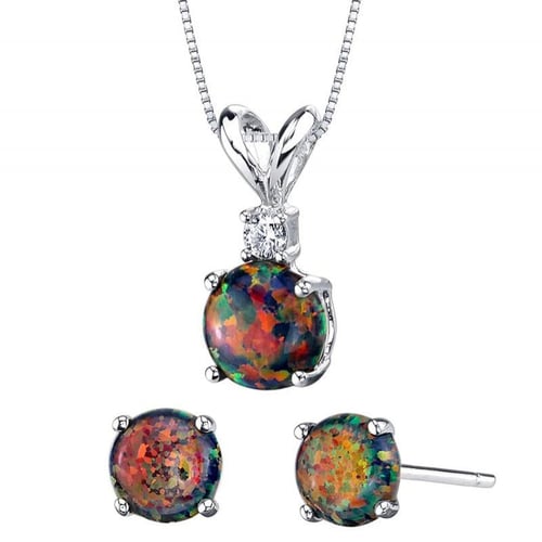 Schwarzes Schmuckset mit Opalen aus Gold Vanna