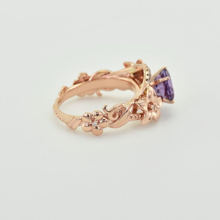Goldener Rting mit Amethyst und Diamanten Dinis 27625