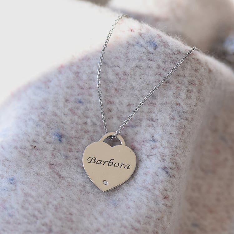 Anhänger in Herzform mit Diamant und Gravur Fabianne 61251