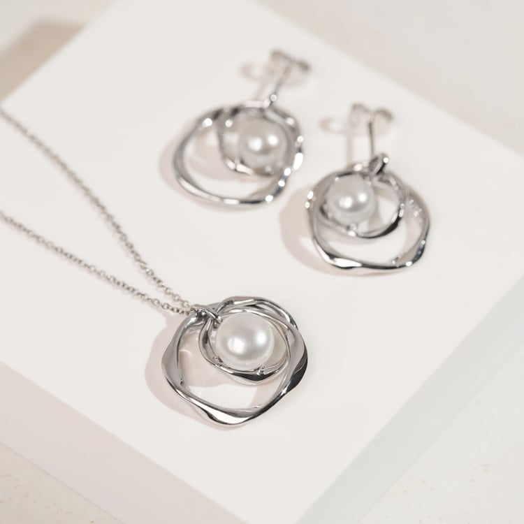 Silbernes Schmuckset mit Perlen Jerioth 163916